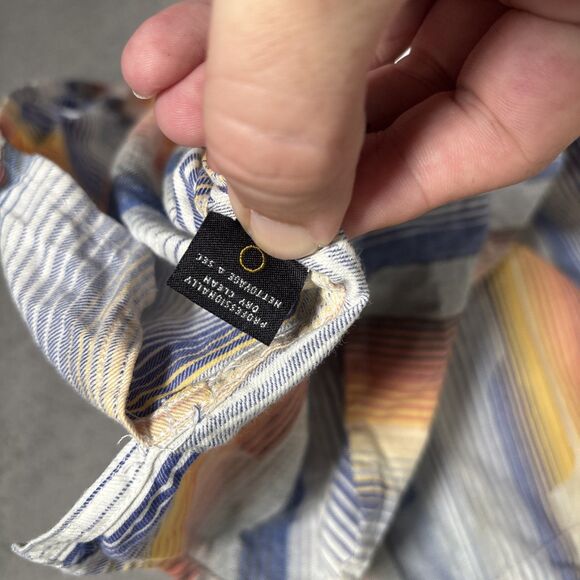 Jhane Barnes Frequency Shirt Men’s Size XL Cotton Blue Orange White Geometric - Picture 12 of 16